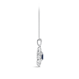 Hardy Brothers Jewellers | Sapphire and Diamond Halo Pendant in 18ct White Gold