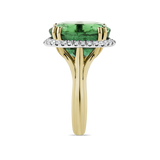 170 Vault Emerald and Diamond Halo Ring in 18ct Yellow Gold