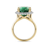 170 Vault Emerald and Diamond Halo Ring in 18ct Yellow Gold
