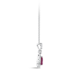 Hardy Brothers Jewellers | Pear Cut Ruby and Diamond Halo Pendant in 18ct White Gold