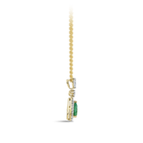 Pear Cut Emerald and Diamond Halo Pendant in 18ct Yellow and White Gold