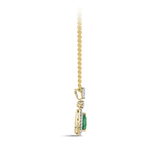 Hardy Brothers Jewellers | Pear Cut Emerald and Diamond Halo Pendant in 18ct Yellow and White Gold