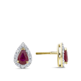 Pear Cut Ruby and Alternating Diamond Stud Earrings in 18ct Yellow and White Gold Hardy Brothers Jewellers