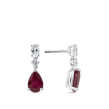 Hardy Brothers Jewellers | Pear Cut Ruby and Diamond Drop Earrings in 18ct White Gold