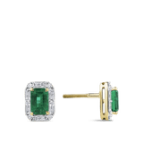 Hardy Brothers Jewellers | Emerald and Alternating Diamond Stud Earrings in 18ct Yellow and White Gold