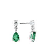 Hardy Brothers Jewellers | Pear Cut Emerald and Diamond Drop Earrings in 18ct White Gold