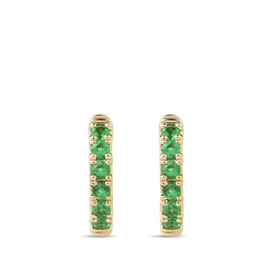 Ear Party Emerald Huggie Earrings in 18ct Yellow Gold