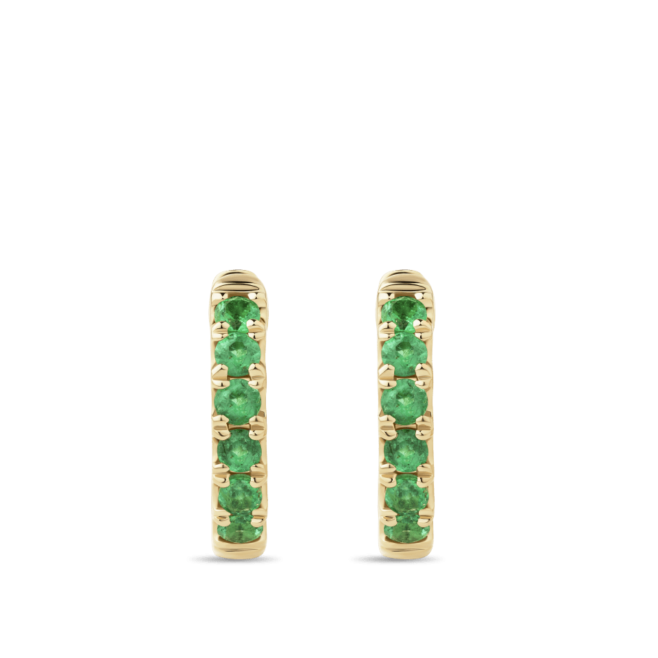 Hardy Brothers Jewellers | Ear Party Emerald Huggie Earrings in 18ct Yellow Gold