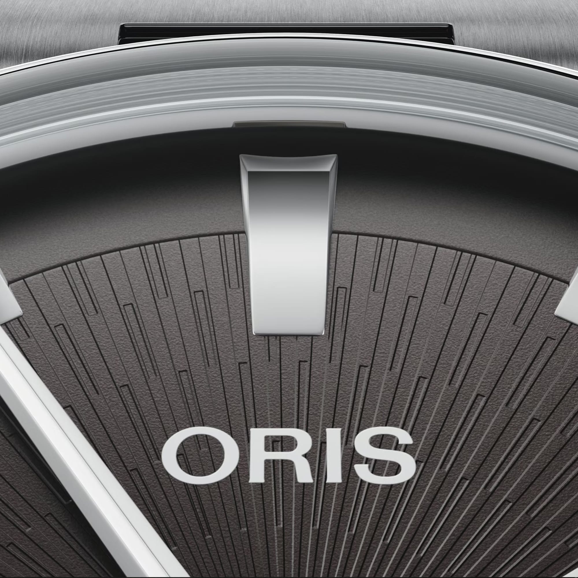 Oris Artelier Date Automatic 38mm Watch 01 733 7810 4054-07 8 20 20 — A close-up shows the clean baton hour markers and date window against the black dial's uncluttered surface.