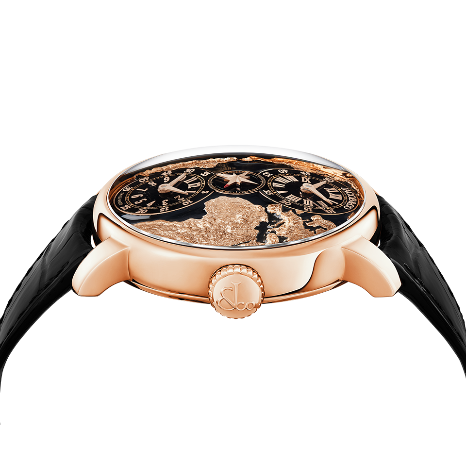 Jacob & Co. THE WORLD IS YOURS AUTOMATIC BLACK DUAL TIME ZONE 43MM