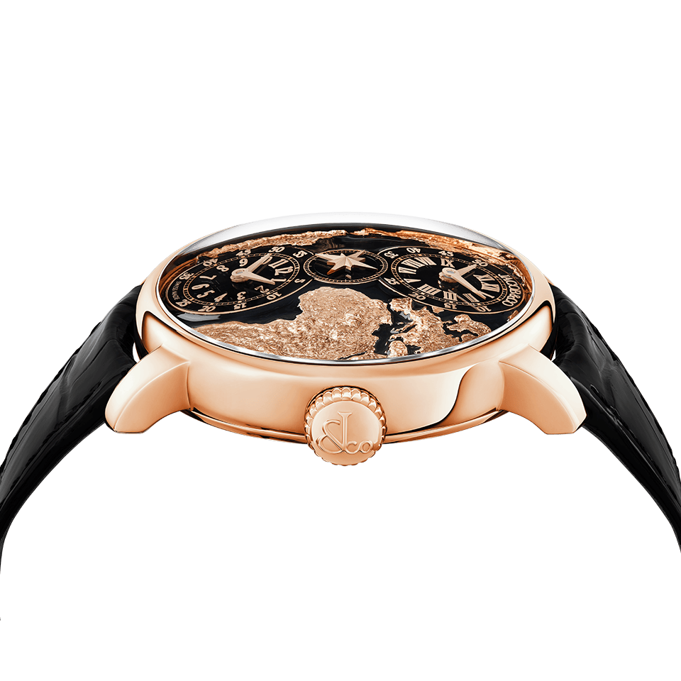Jacob & Co. THE WORLD IS YOURS AUTOMATIC BLACK DUAL TIME ZONE 43MM