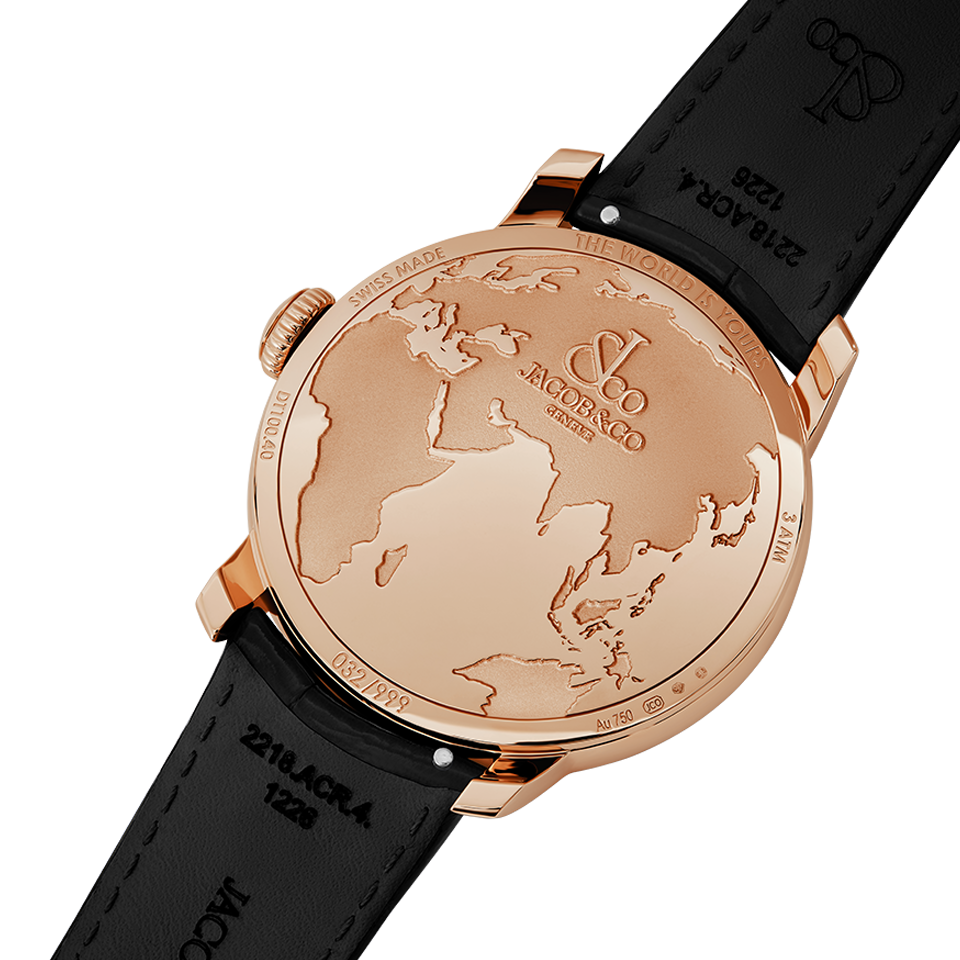 Jacob & Co. THE WORLD IS YOURS AUTOMATIC BLACK DUAL TIME ZONE 43MM