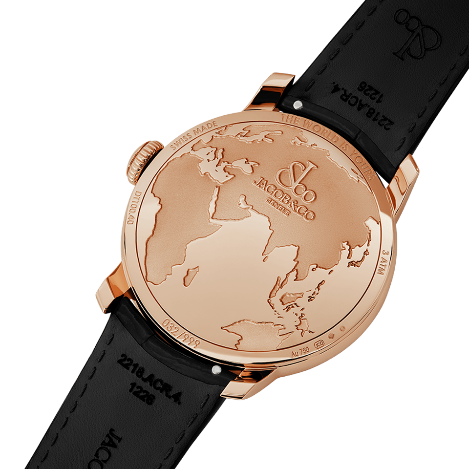 Jacob & Co. THE WORLD IS YOURS AUTOMATIC BLACK DUAL TIME ZONE 43MM