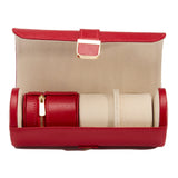Wolf Palermo Red Double Watch Roll with Jewellery Pouch 213972