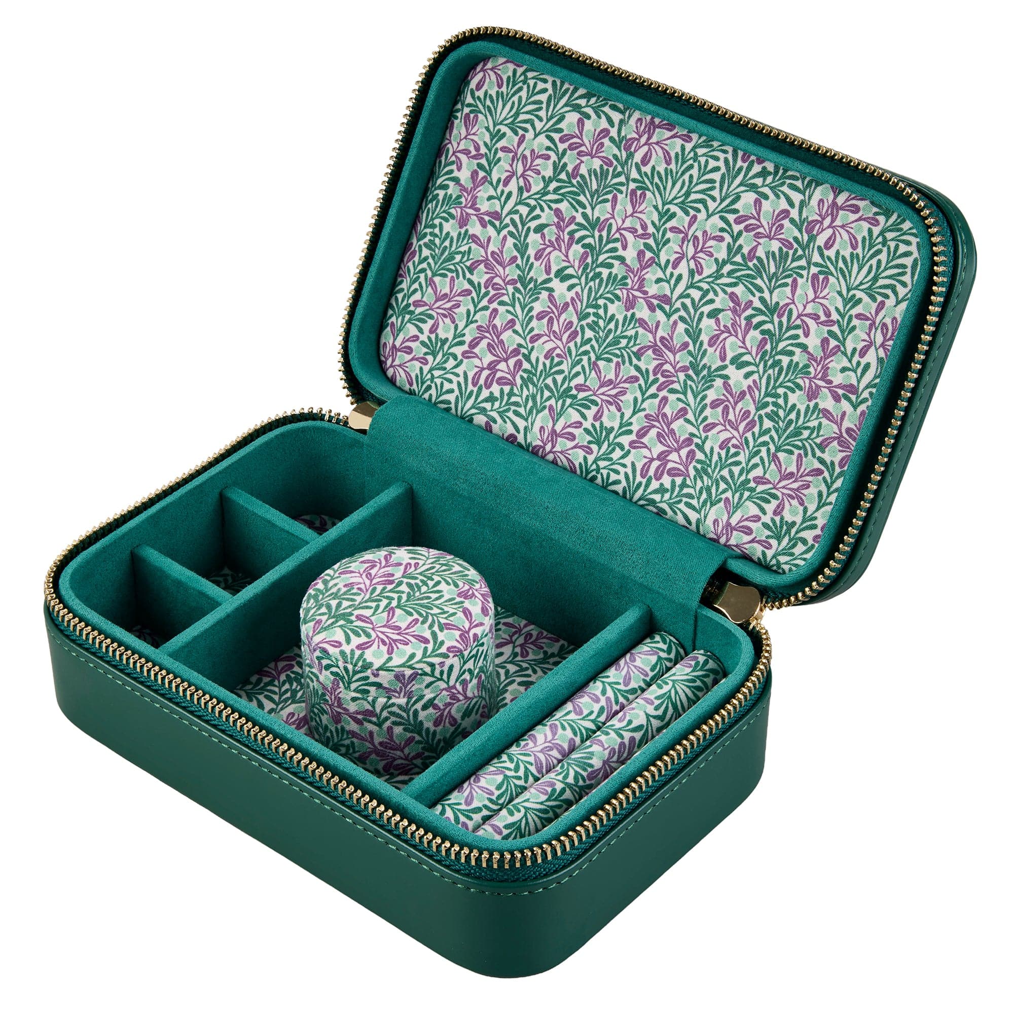 WOLF Sophia Forest Green Fruit Botanical Travel Zip Jewellery Case 397812