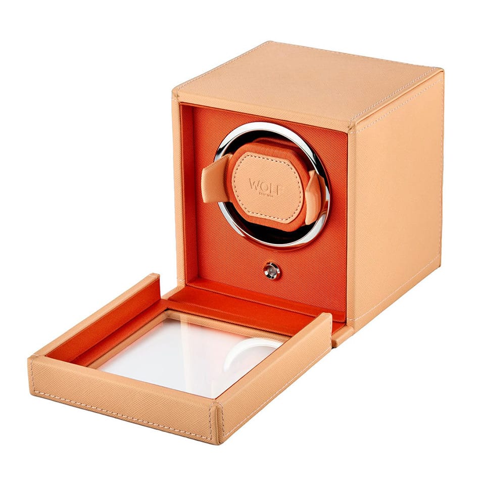 WOLF Cub Single Watch Winder with Cover Orange 461162