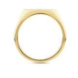 Side profile of the Round Signet Ring in 18ct yellow gold by Hardy Brothers, showing the rounded silhouette of the face.