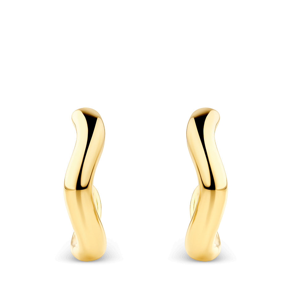 Wave Hoop Earrings in 18ct Yellow Gold