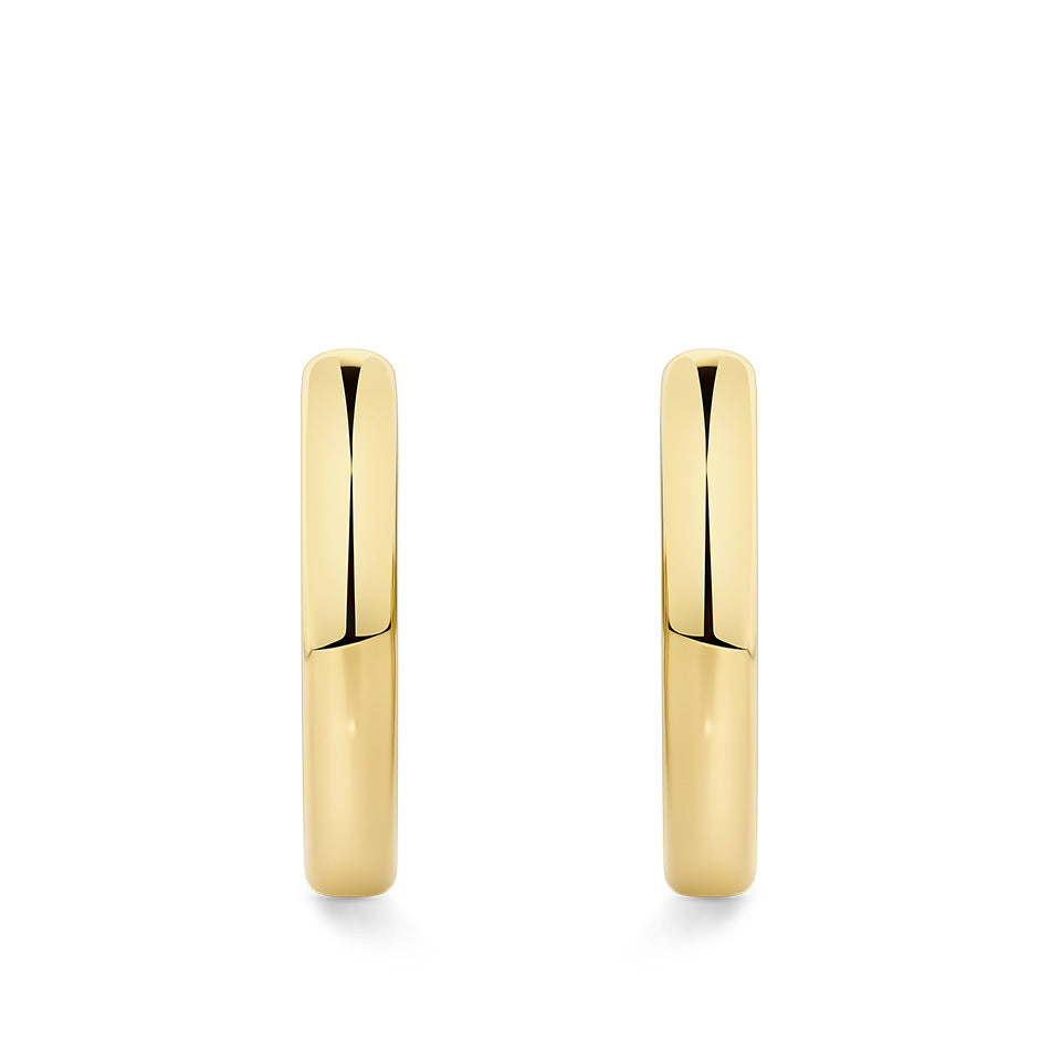 Quintessential Hoop Earrings in 18ct yellow gold from Hardy Brothers Jewellers, shown front-facing as a pair.