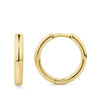 Quintessential Hoop Earrings in 18ct yellow gold from Hardy Brothers Jewellers, shown side-on to highlight the rounded hoop profile.