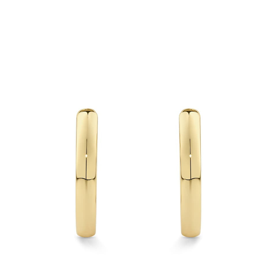 Quintessential Hoop Earrings in 18ct yellow gold from Hardy Brothers Jewellers, shown front-facing as a pair.