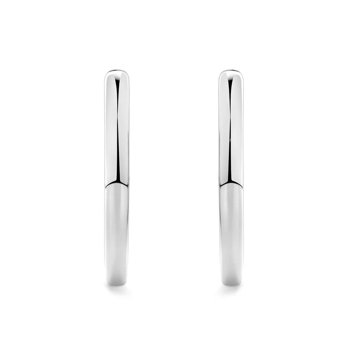 Quintessential Hoop Earrings in 18ct white gold from Hardy Brothers Jewellers, shown front-facing as a pair.