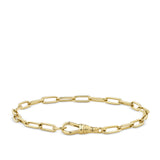Paperclip Bracelet in 18ct yellow gold from Hardy Brothers Jewellers, shown fastened in a loop to display the swivel clasp and the shape of the bracelet.