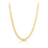 Flat Curb Chain in 18ct yellow gold from Hardy Brothers, shown in full length with its polished solid links.