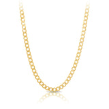 Flat Curb Chain in 18ct yellow gold from Hardy Brothers, shown in full length with its polished solid links.