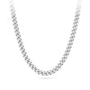Miami Link Chain in 18ct white gold from Hardy Brothers Jewellers, shown front-on in full length with its bold, interlocked links.