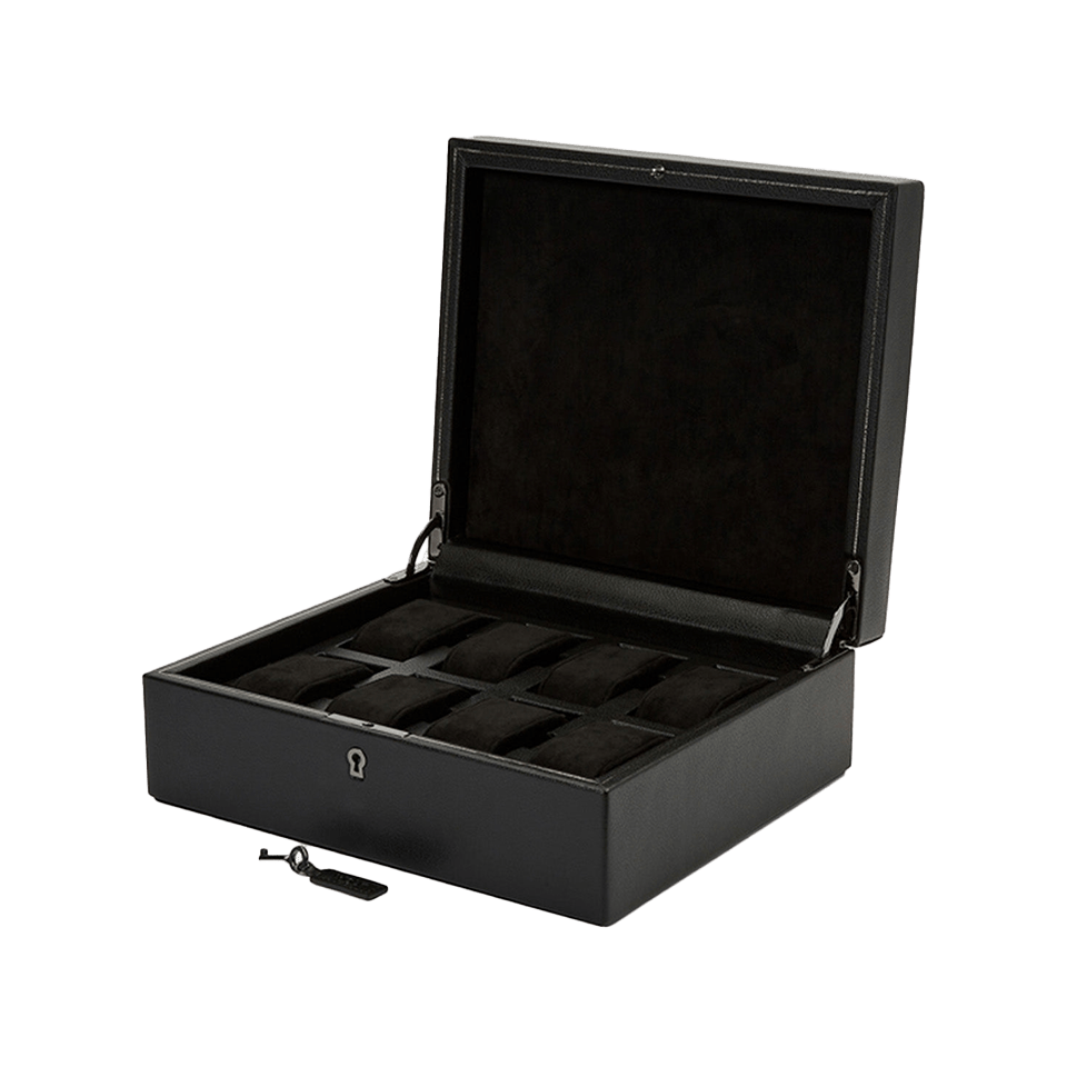 Wolf British Racing Green 8 Piece Watch Box Black