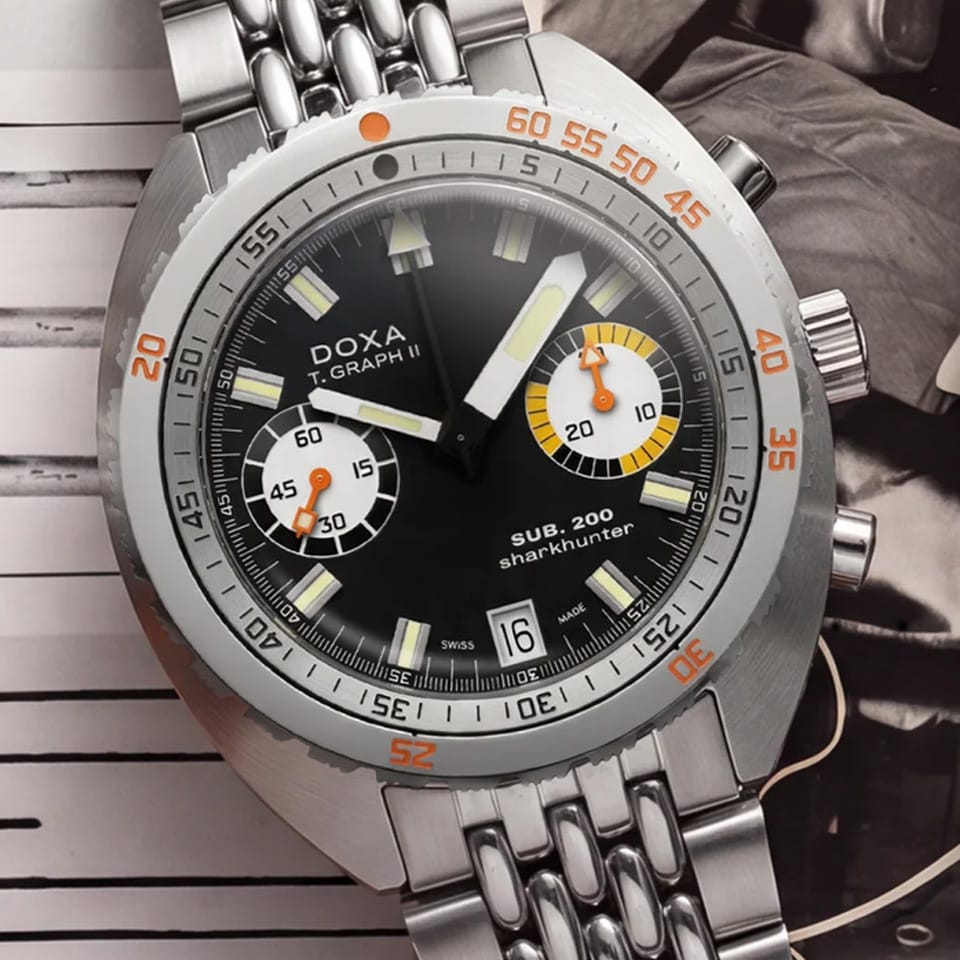 DOXA SUB 200 T-GRAPH II Sharkhunter Automatic Chronograph 42mm Watch 806.10.101.10