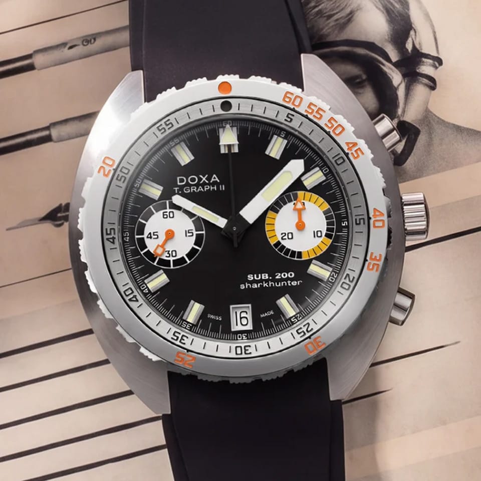 DOXA SUB 200 T-GRAPH II Sharkhunter Automatic Chronograph 42mm Watch 806.10.101.20