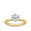 1.06 Carat Round Brilliant Diamond Solitaire Ring in 18ct yellow gold from Hardy Brothers Jewellers, shown front-on with its six-claw set centre diamond.