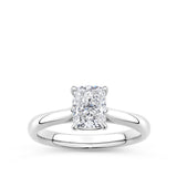 Long Cushion Cut Engagement Ring in 18ct White Gold