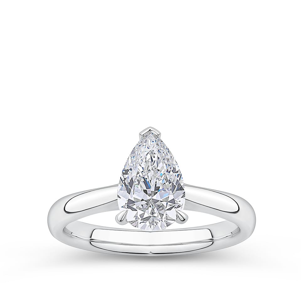 Pear Cut Diamond Engagement Ring in 18ct White Gold