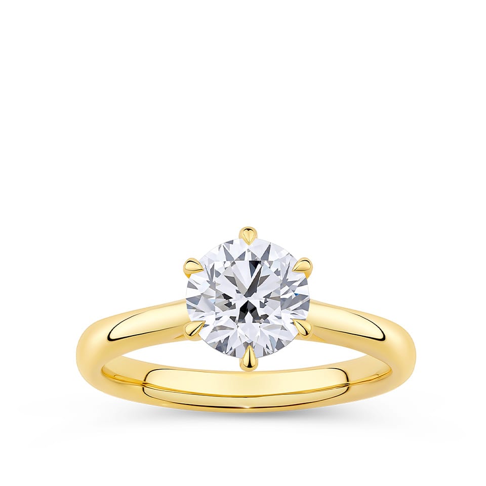 Round Brilliant Cut Diamond Engagement Ring in 18ct Yellow Gold
