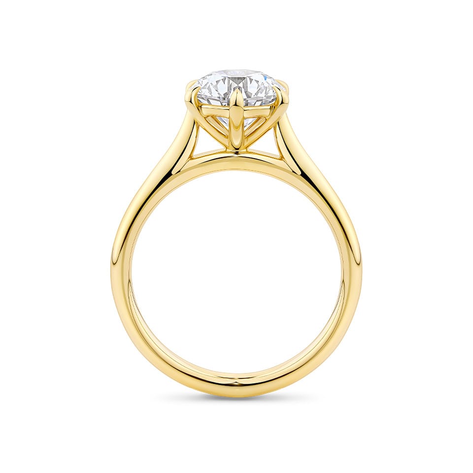 Round Brilliant Cut Diamond Engagement Ring in 18ct Yellow Gold