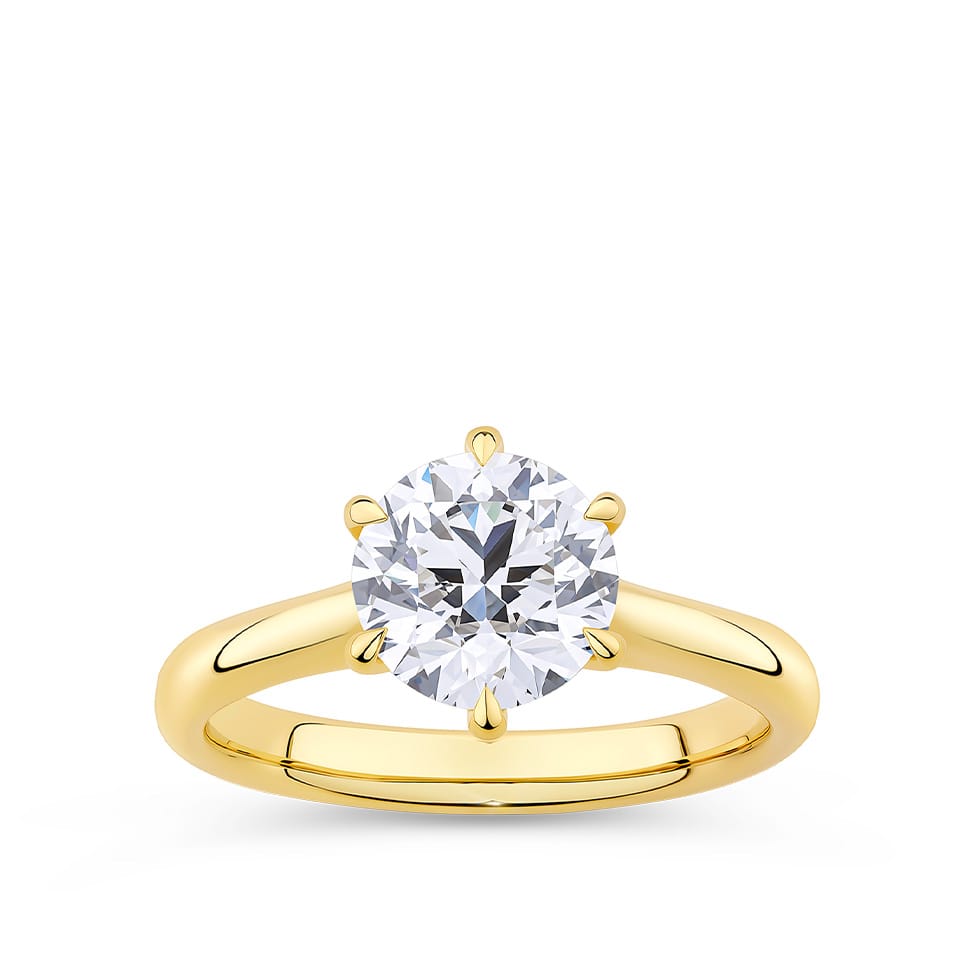Round Brilliant Cut Diamond Engagement Ring in 18ct Yellow Gold