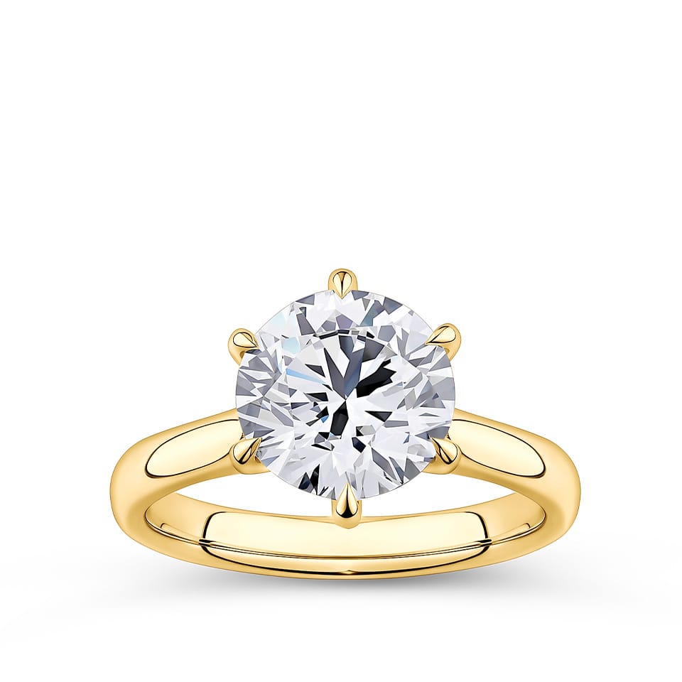 Round Brilliant Cut Diamond Engagement Ring in 18ct Yellow Gold