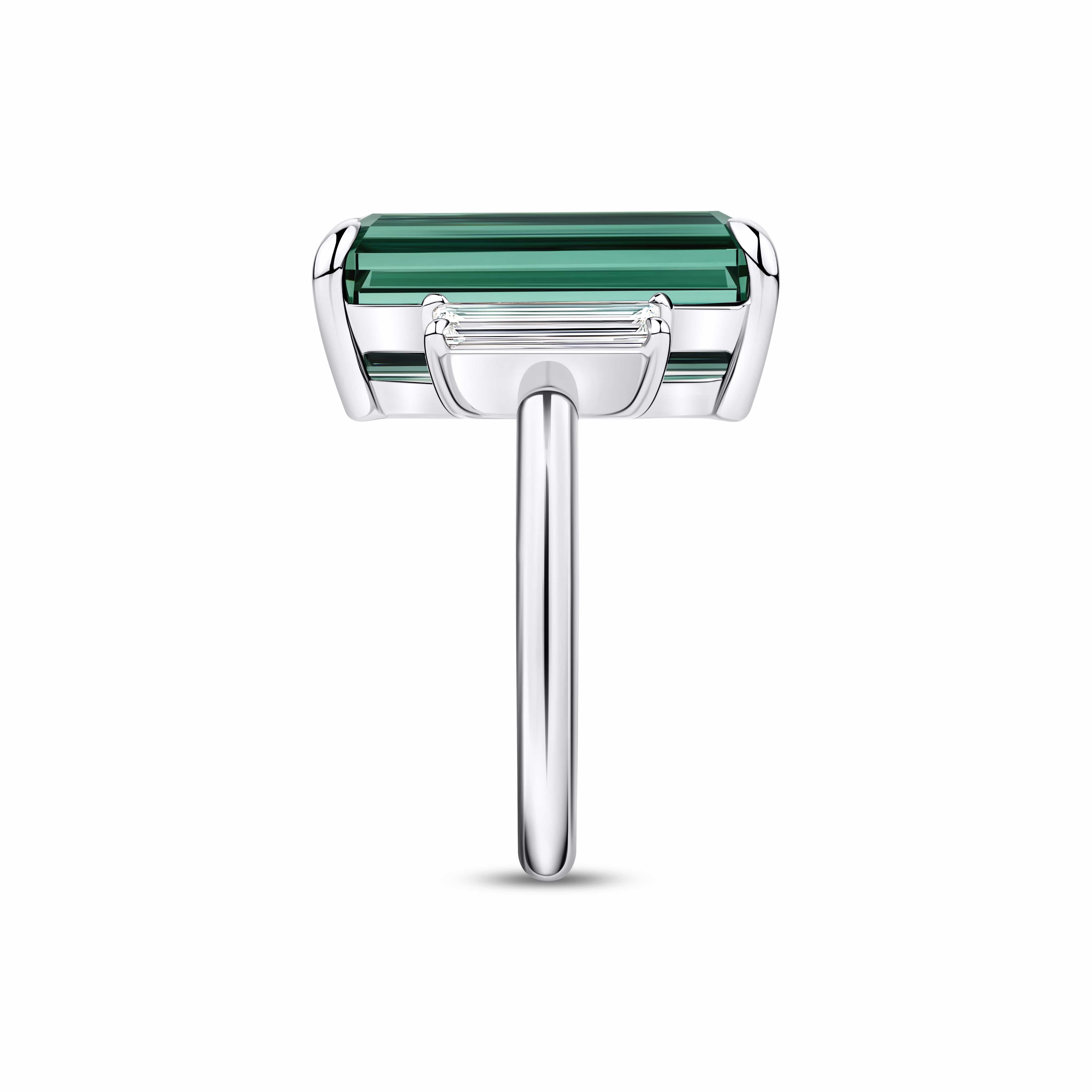 9.63ct Lagoon Tourmaline and 0.82ct Diamond Ring in 18ct White Gold