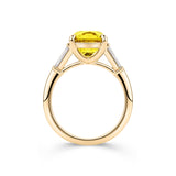 4.65 Carat Golden Sapphire and 0.14 Carat Diamond Ring in 18ct Yellow Gold