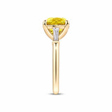 4.65 Carat Golden Sapphire and 0.14 Carat Diamond Ring in 18ct Yellow Gold