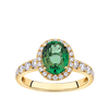 Green Tourmaline Oval and Diamond Halo Ring in 18ct Yellow Gold