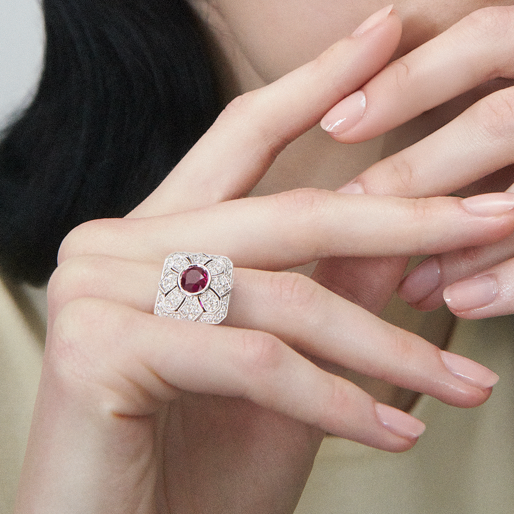 2.77 Carat Ruby and Diamond Ring in 18ct White Gold