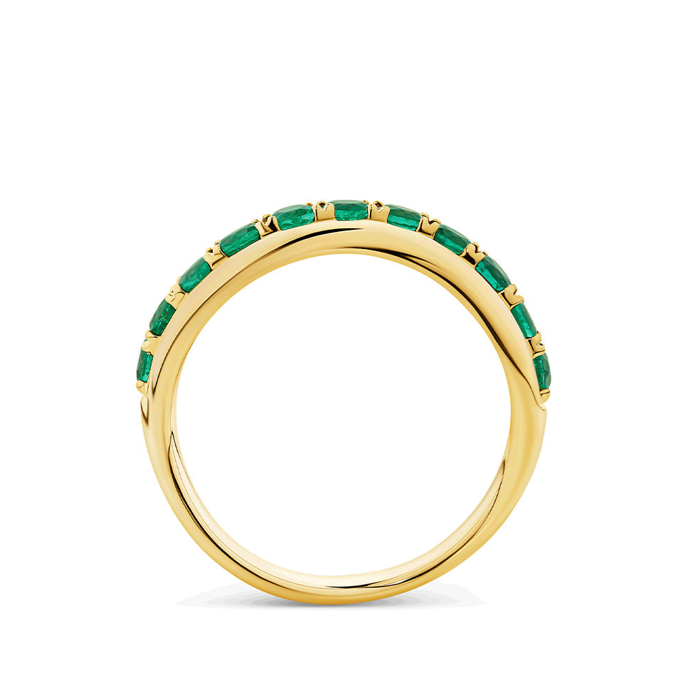0.69 Carat Emerald Wave Ring in 18ct Yellow Gold