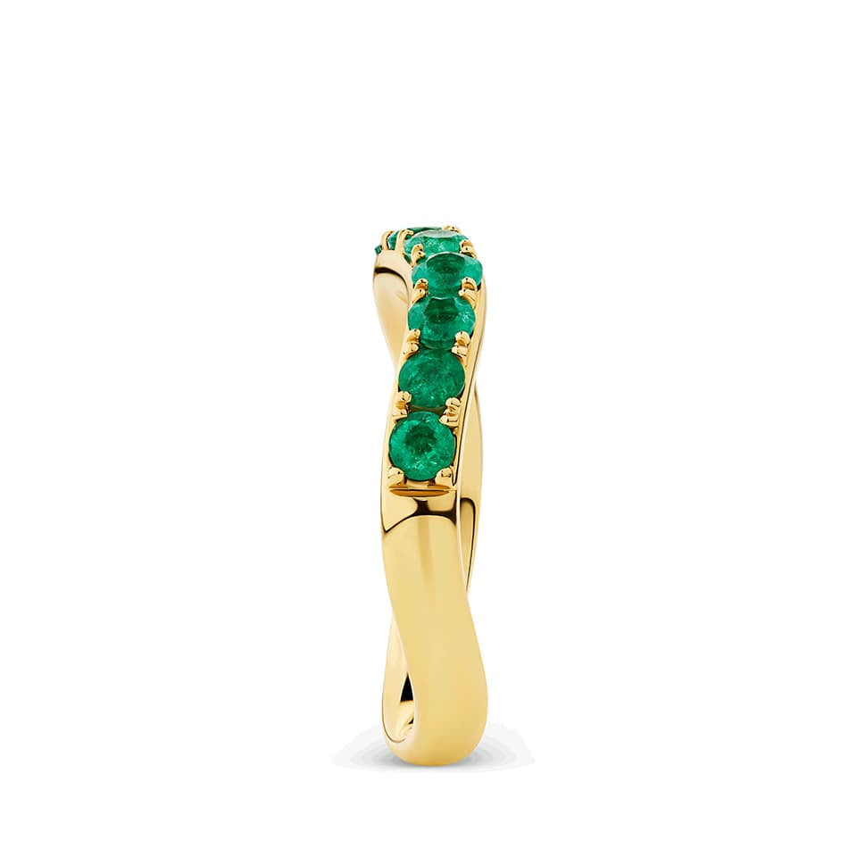 0.69 Carat Emerald Wave Ring in 18ct Yellow Gold