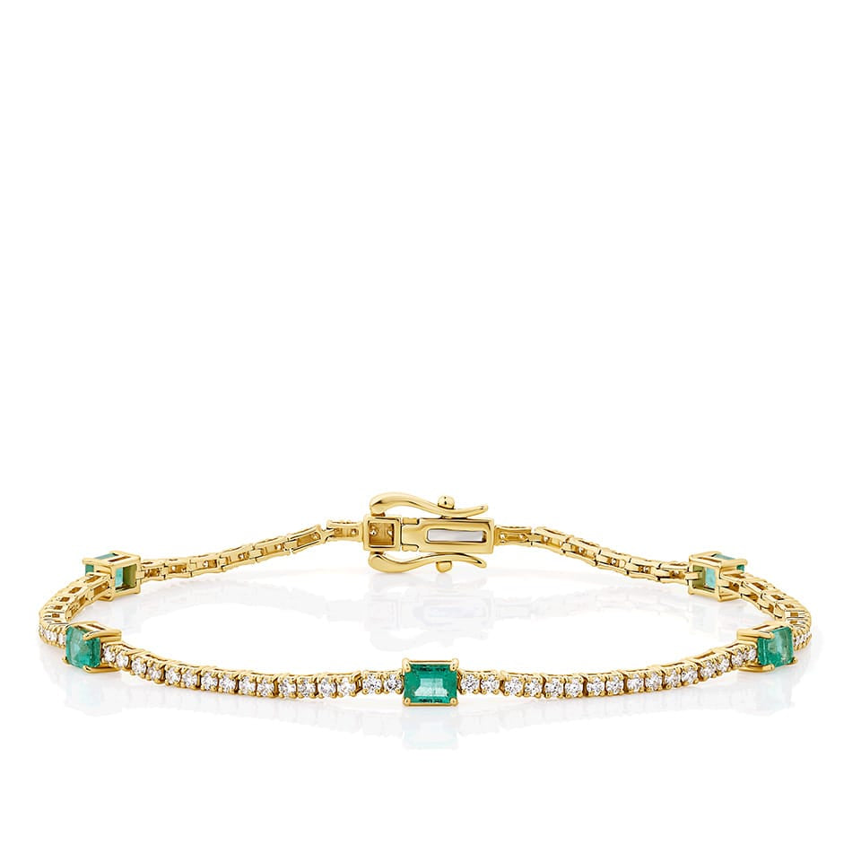 Emerald and Diamond Bracelet in 18ct Yellow Gold