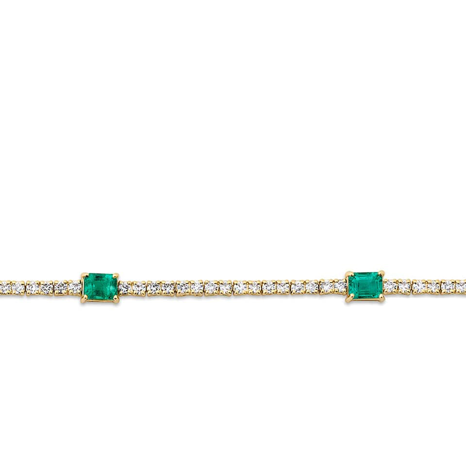 Emerald and Diamond Bracelet in 18ct Yellow Gold