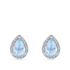 Pear Cut Aquamarine and Diamond Halo Stud Earrings in 18ct White Gold